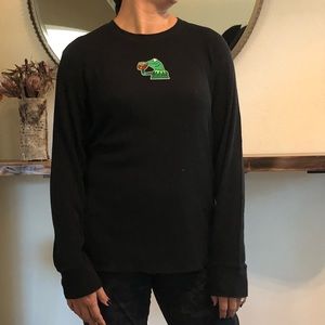 Gap Black Upcycled Long Sleeve Thermal Embroidered Kermit the Frog Tea Time XL